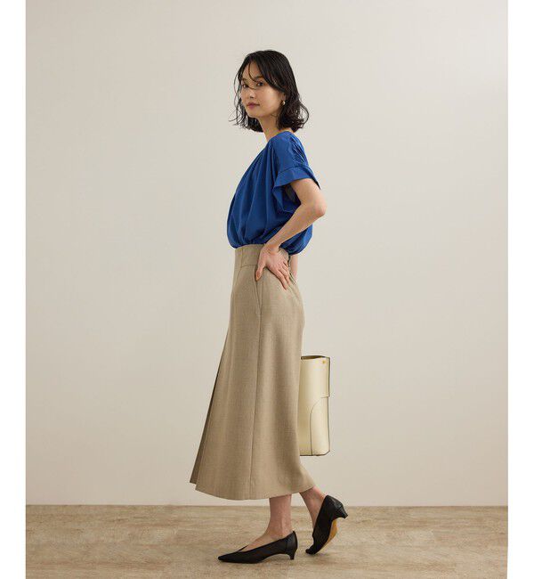 ROPE「【洗える】クリア天竺ギャザー半袖プルオーバー/お仕事服」|Tシャツ・カットソー|