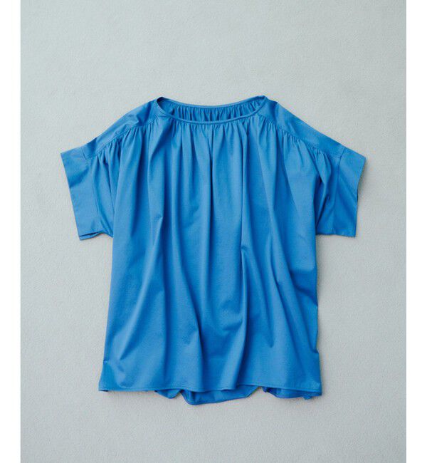 ROPE「【洗える】クリア天竺ギャザー半袖プルオーバー/お仕事服」|Tシャツ・カットソー|