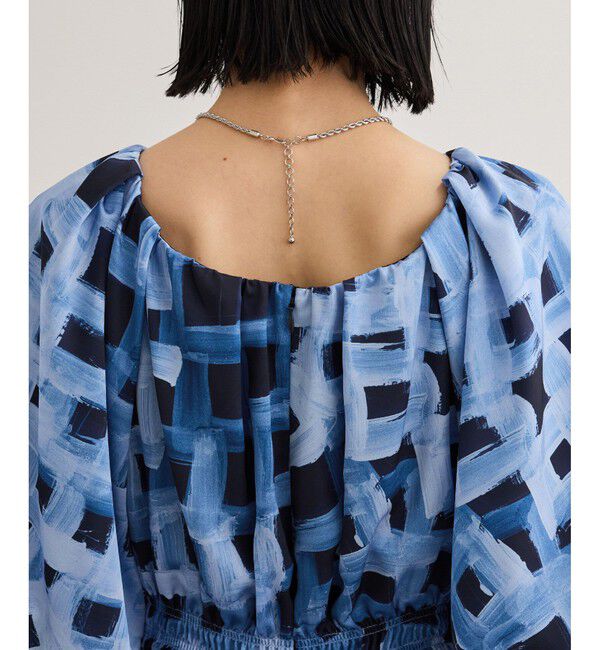 ROPE「スクエア ジオメトリックプリントワンピース/洗える」|ドレス|