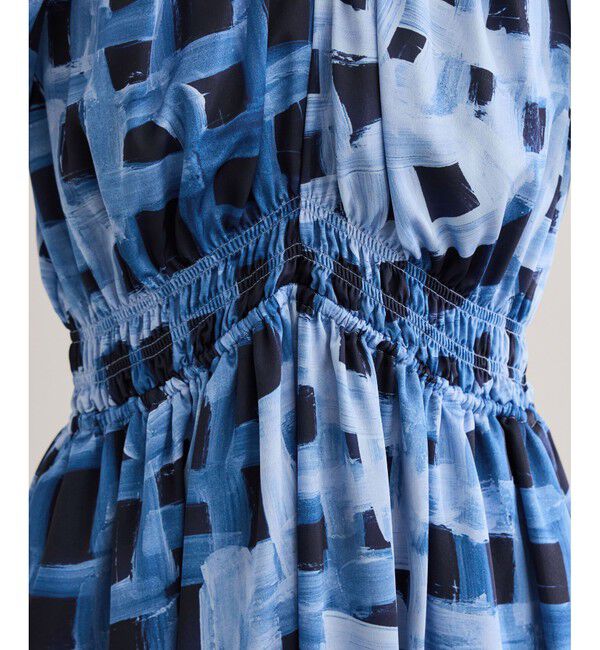 ROPE「スクエア ジオメトリックプリントワンピース/洗える」|ドレス|