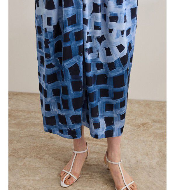 ROPE「スクエア ジオメトリックプリントワンピース/洗える」|ドレス|