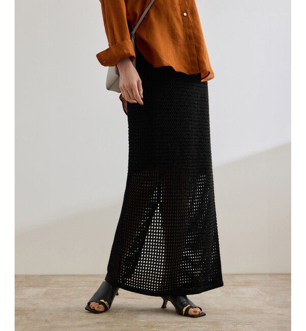 ROPE「ラメメッシュスカート/セットアップ対応」|スカート|ブラック(01)