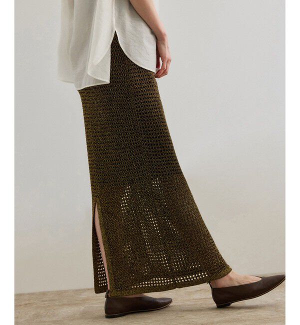 ROPE「ラメメッシュスカート/セットアップ対応」|スカート|ゴールド(90)