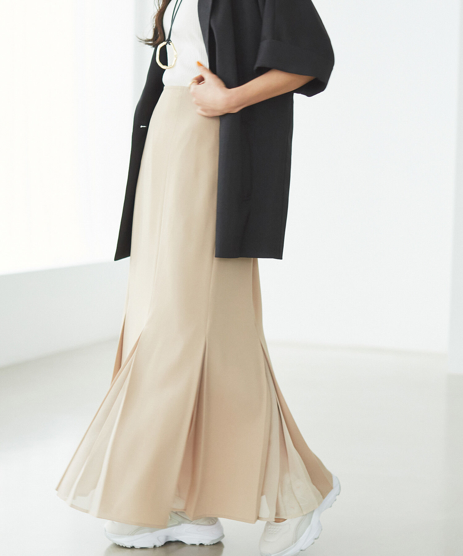 VIS「プリーツ切替マーメイドスカート」|スカート|ベージュ(27)
