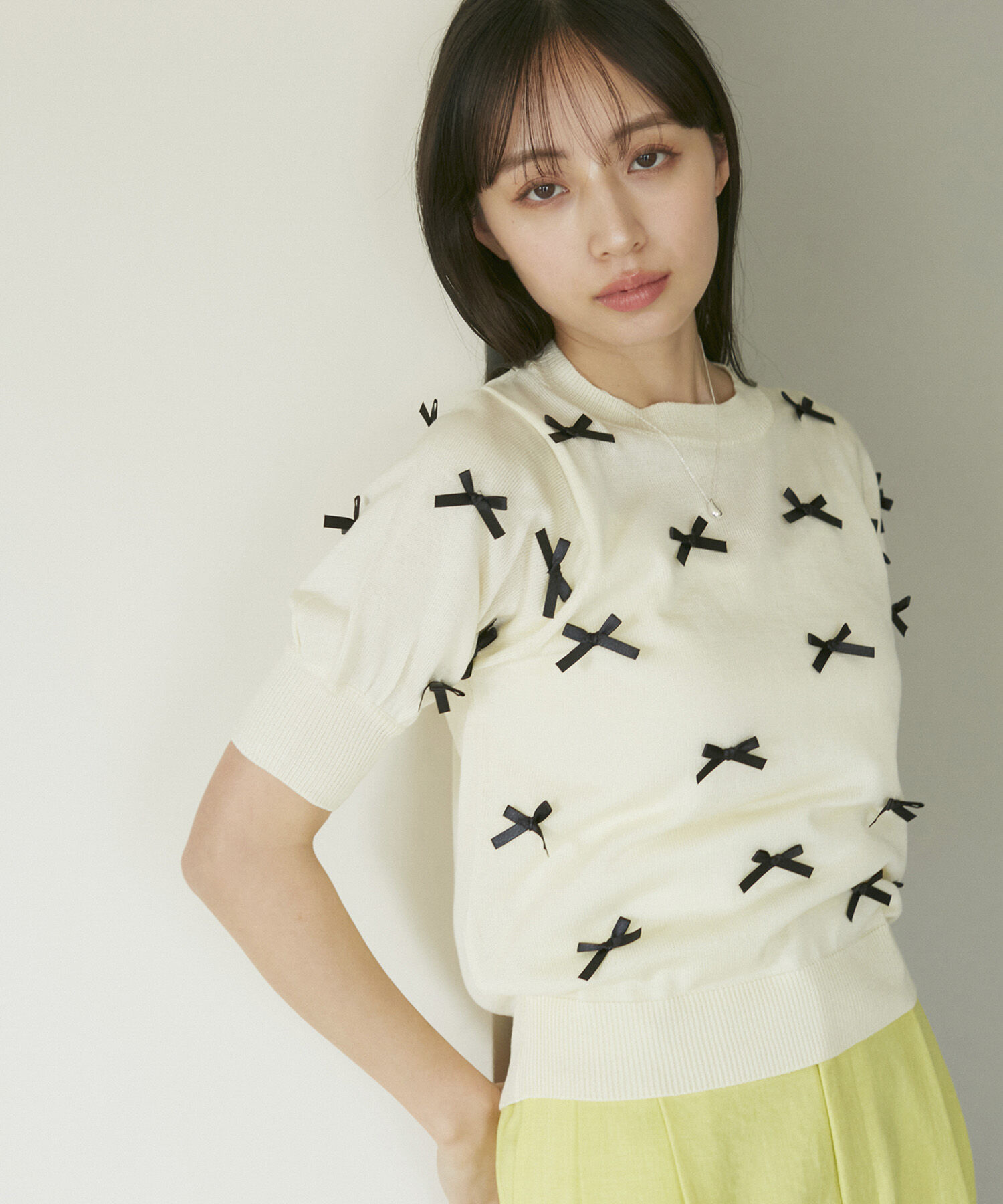 VIS「リボンハーフスリーブサマーニット」|ニット・セーター|