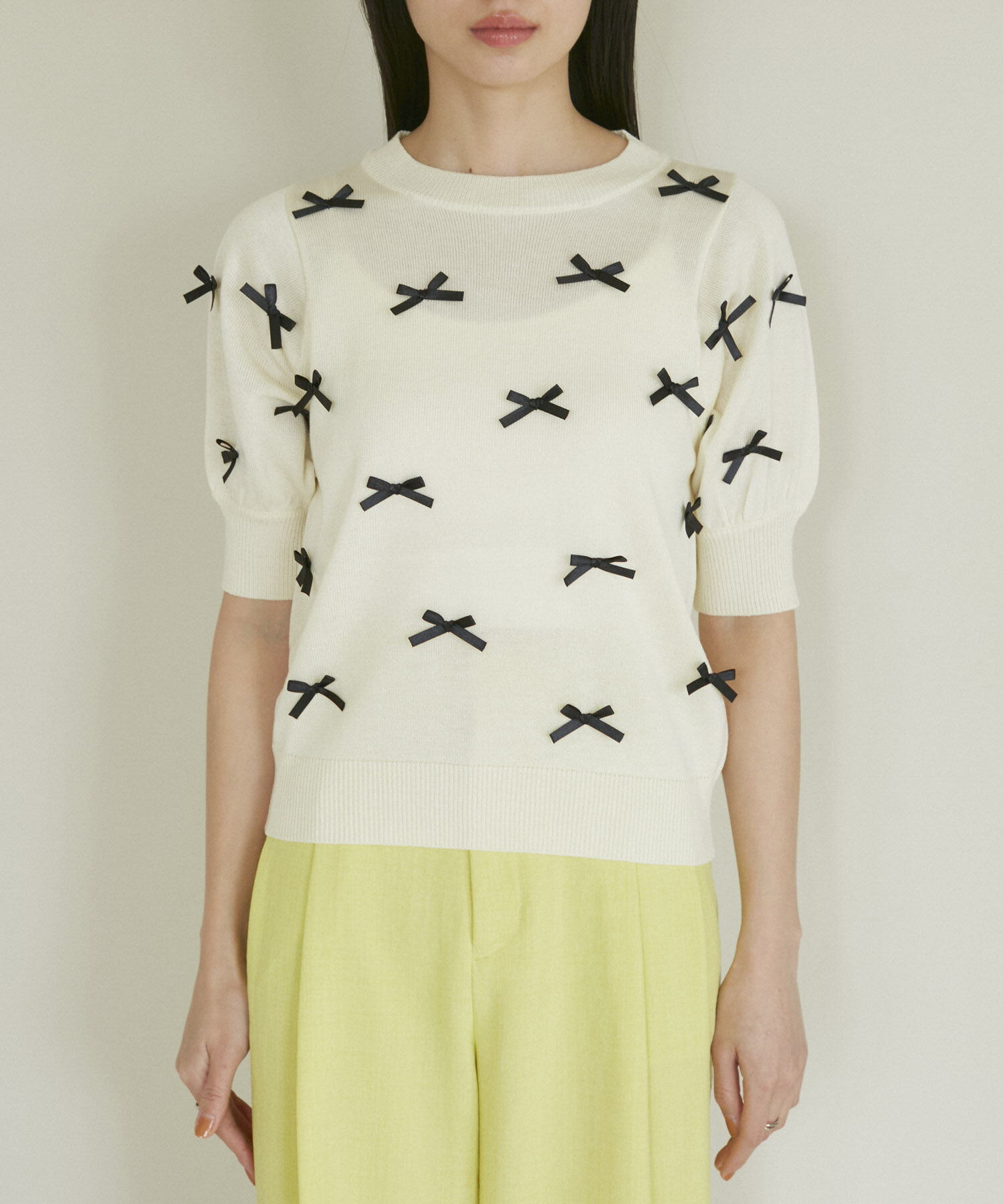 VIS「リボンハーフスリーブサマーニット」|ニット・セーター|