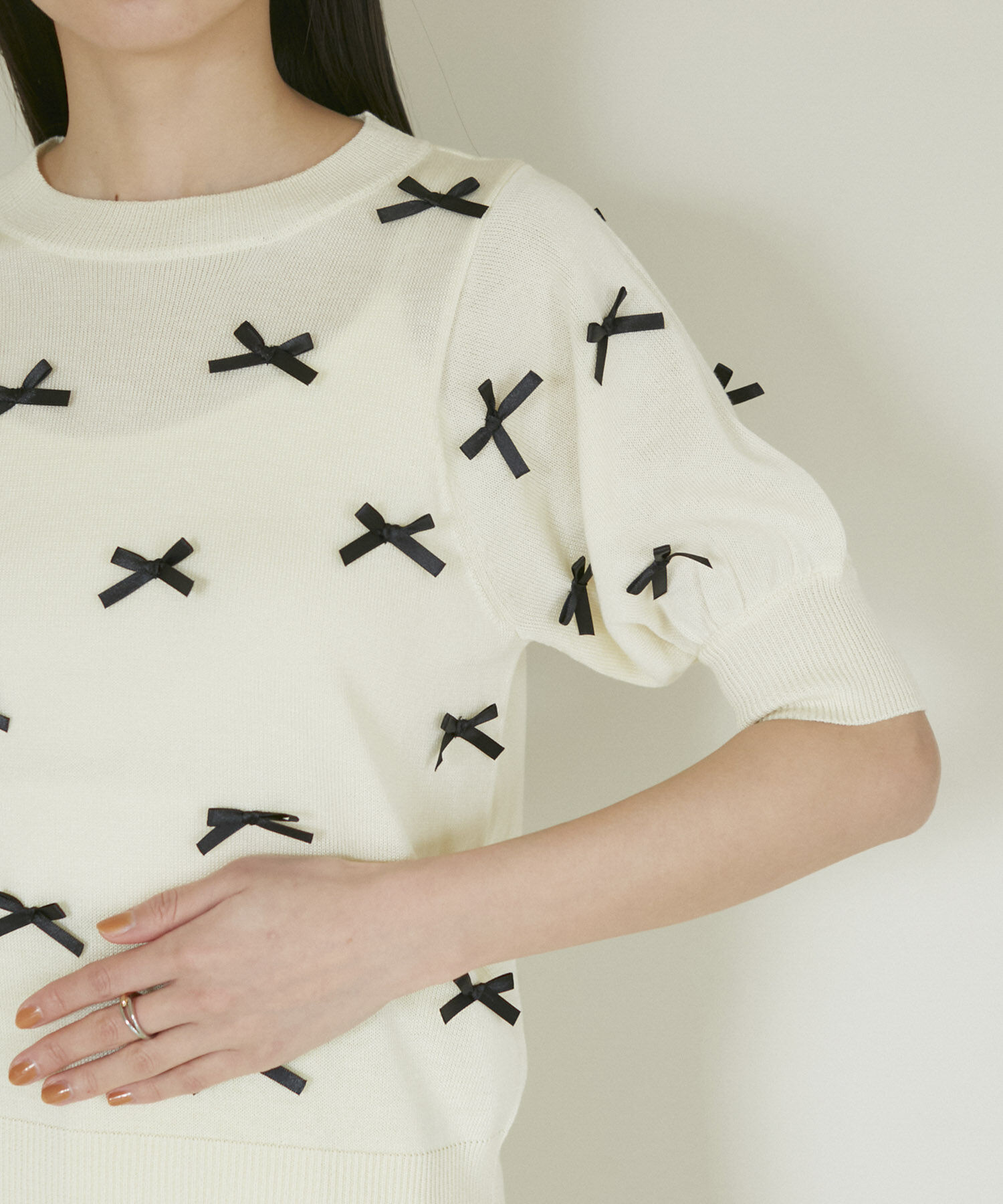 VIS「リボンハーフスリーブサマーニット」|ニット・セーター|