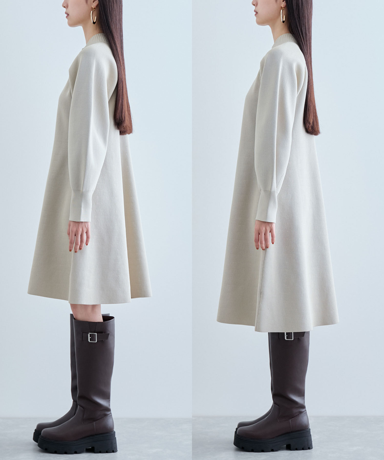 VIS「【美smart】フレアニットワンピース【着丈が選べる/洗える】」|ワンピース|