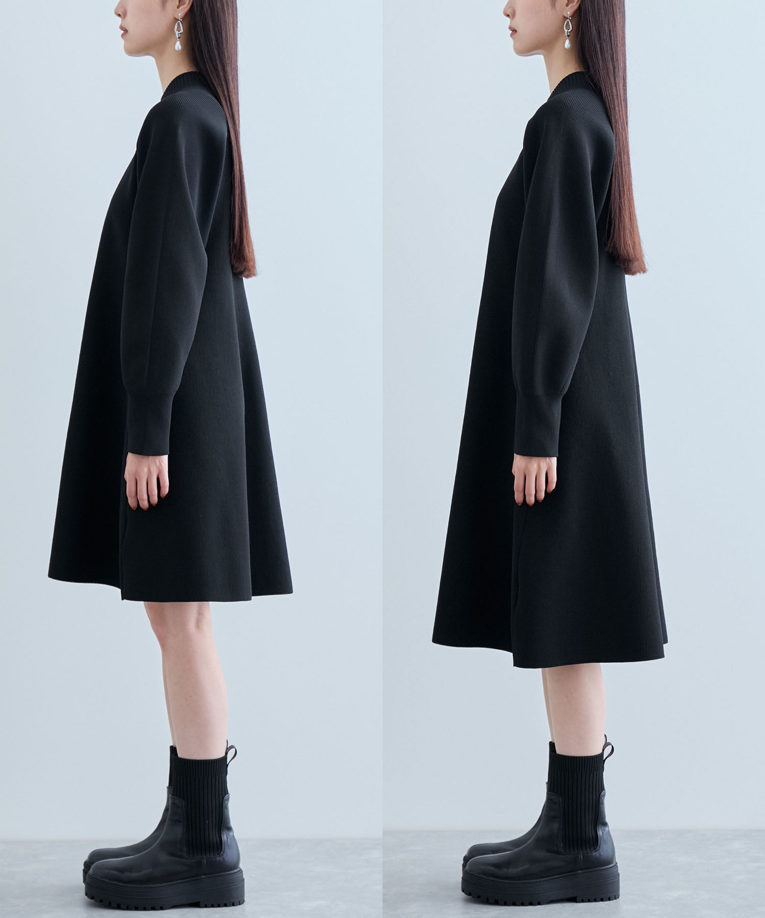 VIS「【美smart】フレアニットワンピース【着丈が選べる/洗える】」|ワンピース|