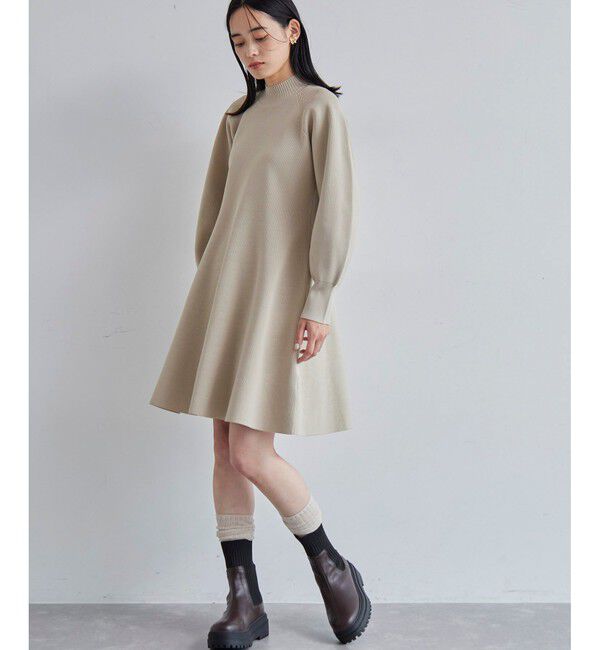 VIS「【美smart】フレアニットワンピース【着丈が選べる/洗える】」|ワンピース|ベージュサブ