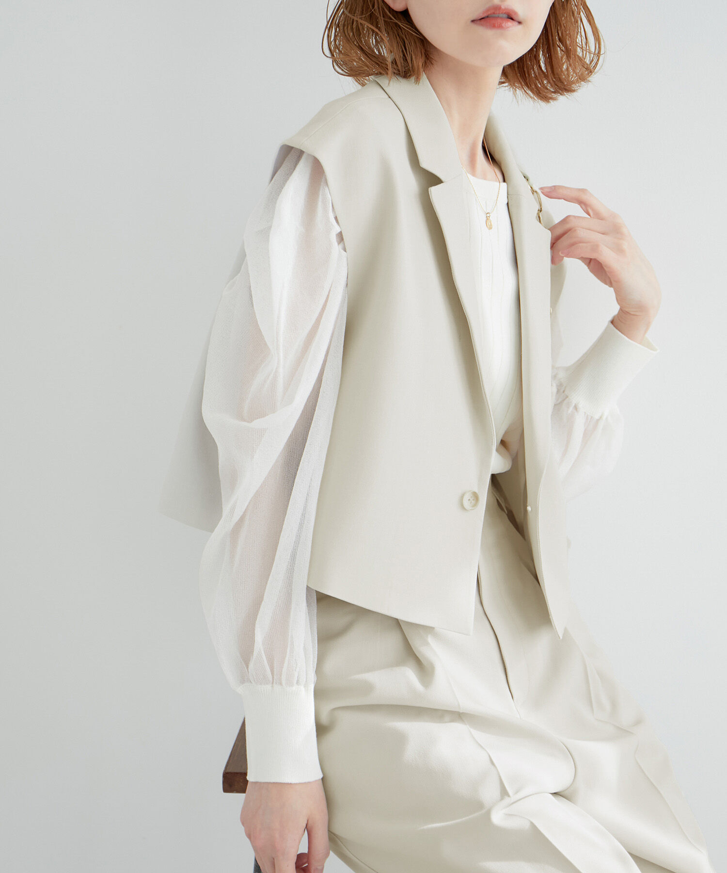 Rope&rsquo;Picnic「ショート丈ジレ/UVカット・リンクコーデ」|ベスト・ジレ|