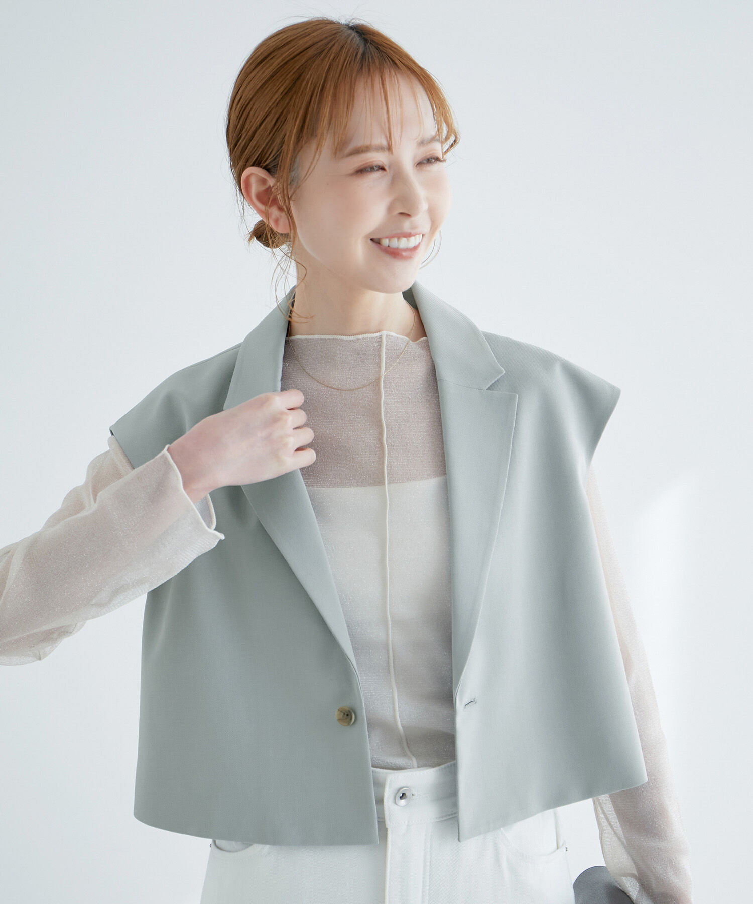 Rope&rsquo;Picnic「ショート丈ジレ/UVカット・リンクコーデ」|ベスト・ジレ|