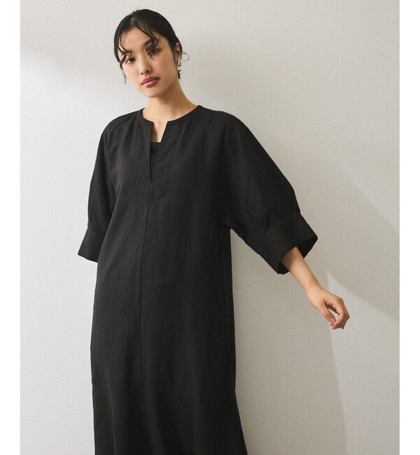 ADAM ET ROPE'「【WEB限定】・【新色追加】リネンボリュームスリーブワンピース」|ワンピース|