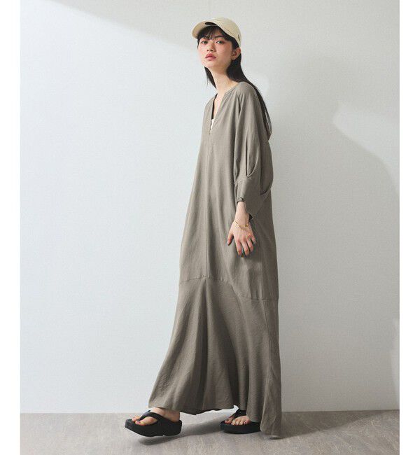 ADAM ET ROPE'「【WEB限定】・【新色追加】リネンボリュームスリーブワンピース」|ワンピース|ライトグレー(08)