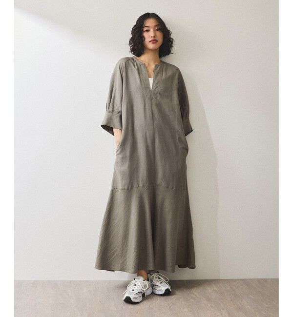 ADAM ET ROPE'「【WEB限定】・【新色追加】リネンボリュームスリーブワンピース」|ワンピース|