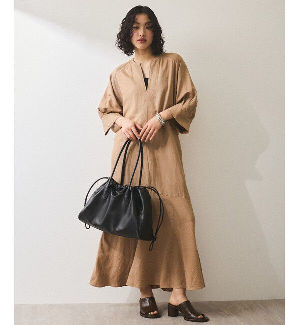 ADAM ET ROPE'「【WEB限定】・【新色追加】リネンボリュームスリーブワンピース」|ワンピース|