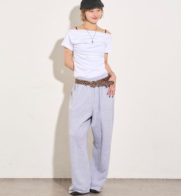  「ギャザーオフショル半袖トップス」|Tシャツ・カットソー|