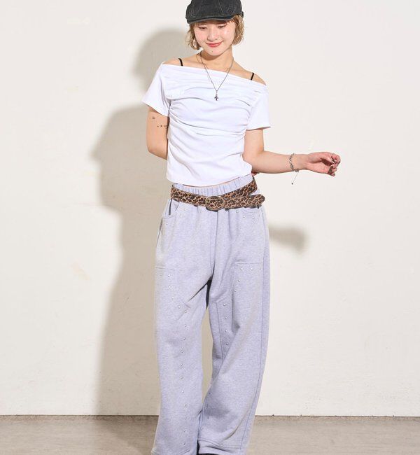  「ギャザーオフショル半袖トップス」|Tシャツ・カットソー|