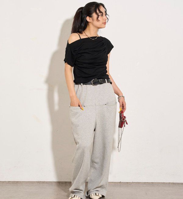  「ギャザーオフショル半袖トップス」|Tシャツ・カットソー|