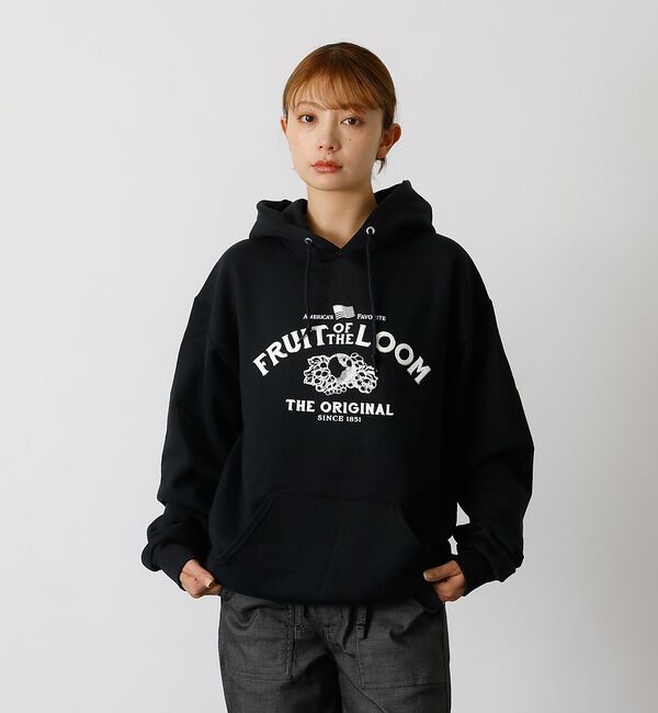 ABAHOUSE「【FRUIT OF THE LOOM】PRINT HOOD5/ロゴプリント/フー」|パーカー|ブラック