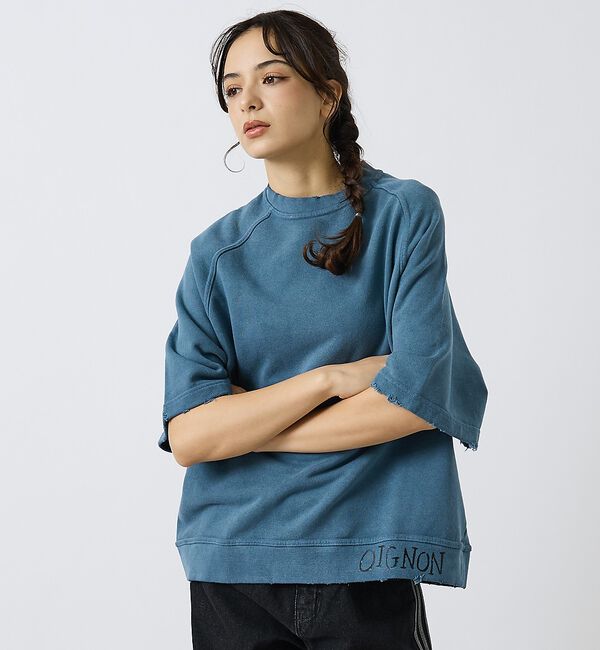 ABAHOUSE「【LUCEBER/ルースバー】 PIGMENT S/S SWEAT/ピグメントシ」|スウェット・ジャージ|ネイビー