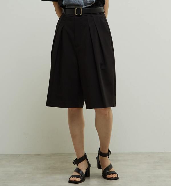 Soffitto「多機能ストレッチ素材麻混ショート丈パンツ」|その他|ブラック