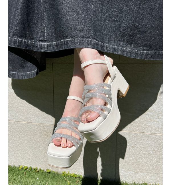 MAJESTICLEGON「シャイニークリアクロスサンダル」|サンダル|シルバー