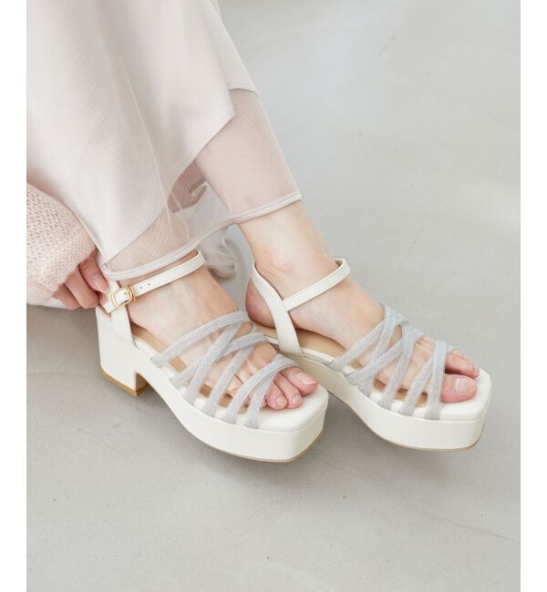 MAJESTICLEGON「シャイニークリアクロスサンダル」|サンダル|