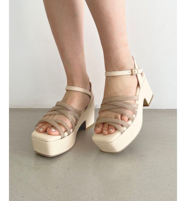 MAJESTICLEGON「シャイニークリアクロスサンダル」|サンダル|