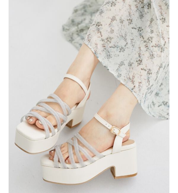 MAJESTICLEGON「シャイニークリアクロスサンダル」|サンダル|