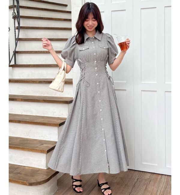  「サイドレースアップシャツワンピース」|ワンピース|