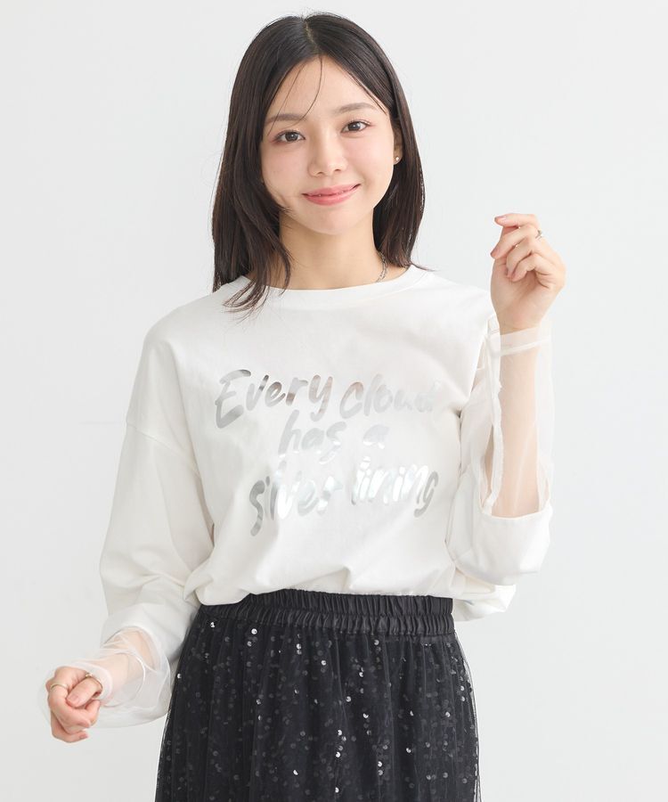 earth music&ecology「箔プリントグラフィックロンTee」|Tシャツ・カットソー|Off White