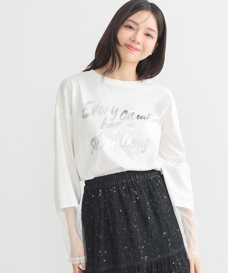 earth music&ecology「箔プリントグラフィックロンTee」|Tシャツ・カットソー|