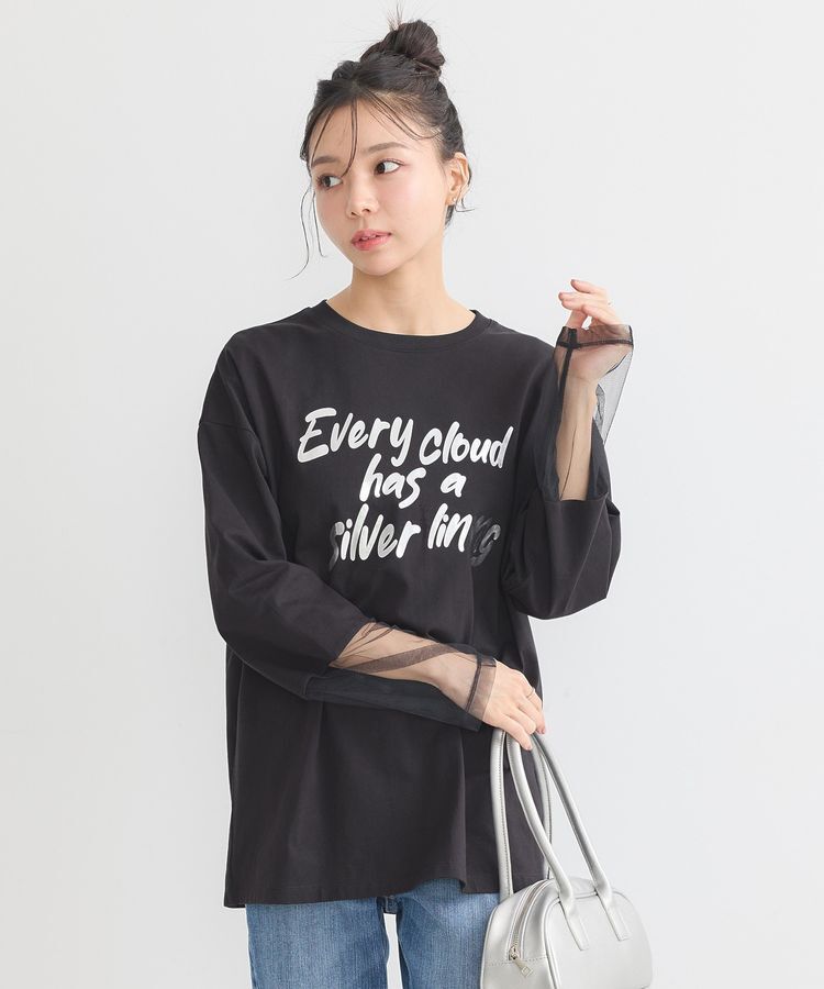 earth music&ecology「箔プリントグラフィックロンTee」|Tシャツ・カットソー|