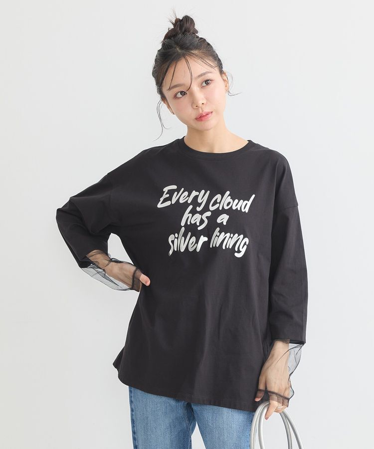 earth music&ecology「箔プリントグラフィックロンTee」|Tシャツ・カットソー|