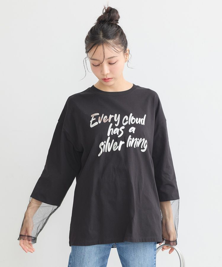 earth music&ecology「箔プリントグラフィックロンTee」|Tシャツ・カットソー|