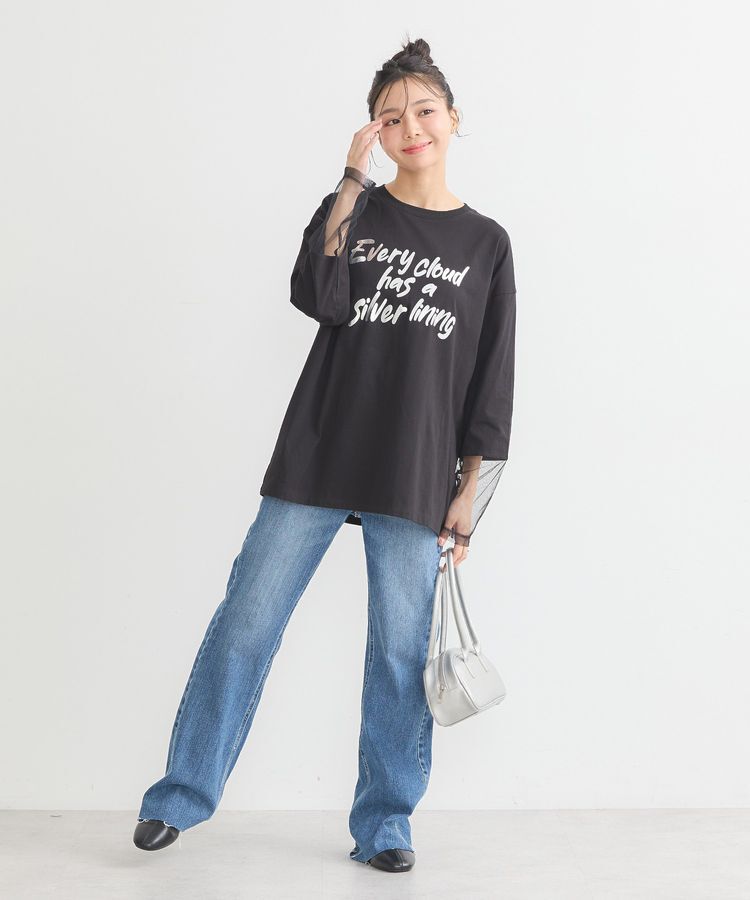 earth music&ecology「箔プリントグラフィックロンTee」|Tシャツ・カットソー|