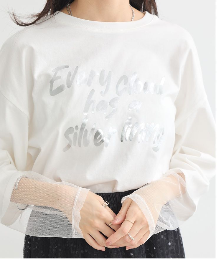 earth music&ecology「箔プリントグラフィックロンTee」|Tシャツ・カットソー|