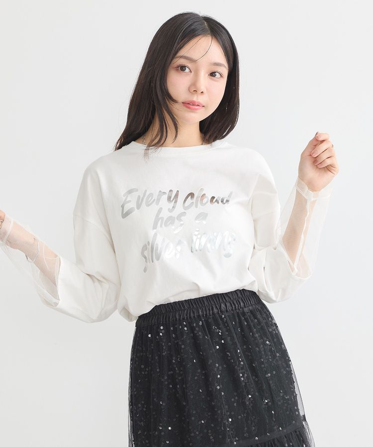 earth music&ecology「箔プリントグラフィックロンTee」|Tシャツ・カットソー|