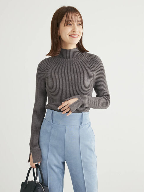 Green Parks「・Petit　Fleur　ボトルネックリブニット」|ニット・セーター|Charcoal Gray