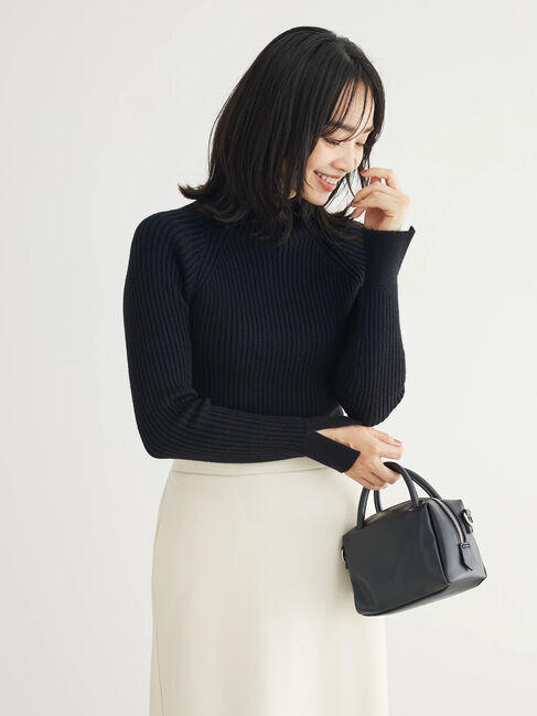 Green Parks「・Petit　Fleur　ボトルネックリブニット」|ニット・セーター|Black