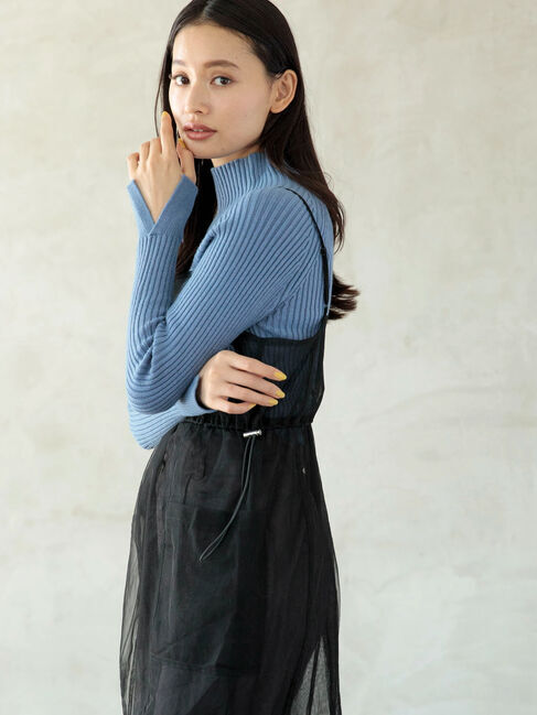 Green Parks「・Petit　Fleur　ボトルネックリブニット」|ニット・セーター|Blue