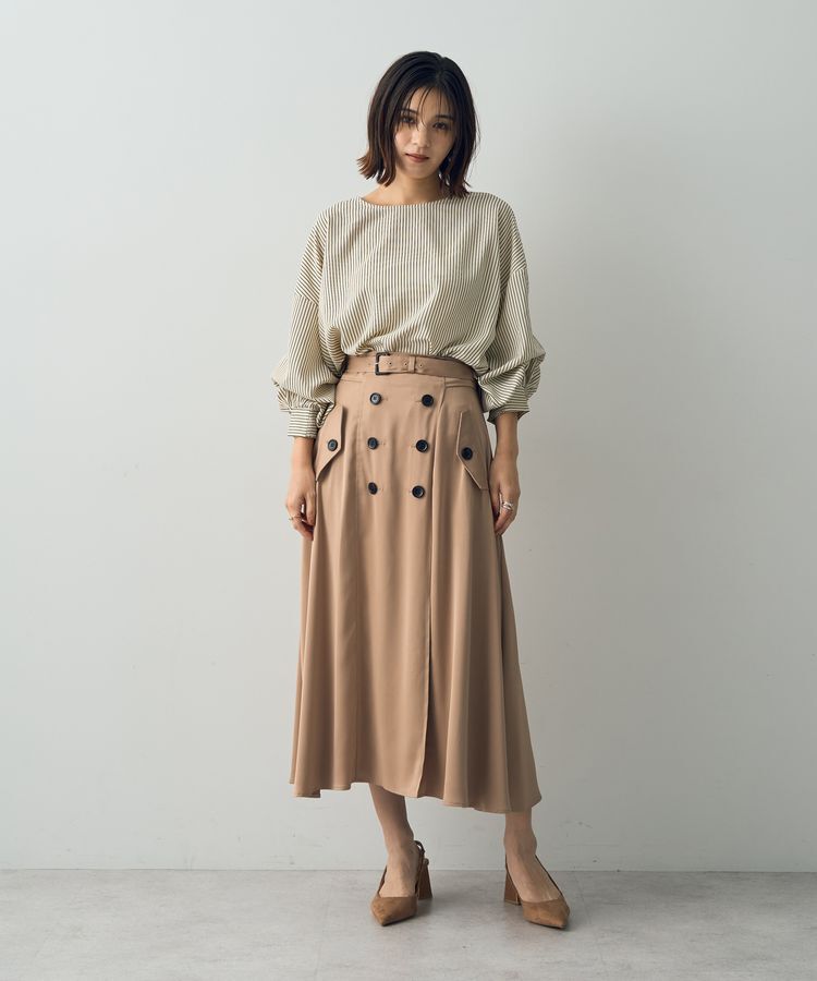 YECCA VECCA「トレンチデザインサテンスカート」|スカート|