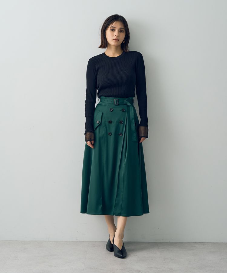 YECCA VECCA「トレンチデザインサテンスカート」|スカート|