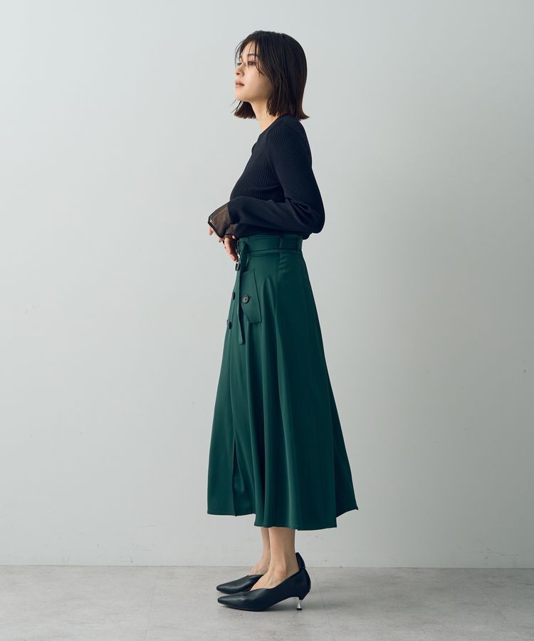 YECCA VECCA「トレンチデザインサテンスカート」|スカート|