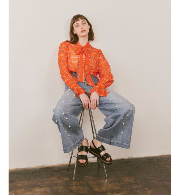 LOULOU WILLOUGHBY「【LOULOU WILLOUGHBY】RATTIレタードボーダーブラウス」|シャツ・ブラウス|