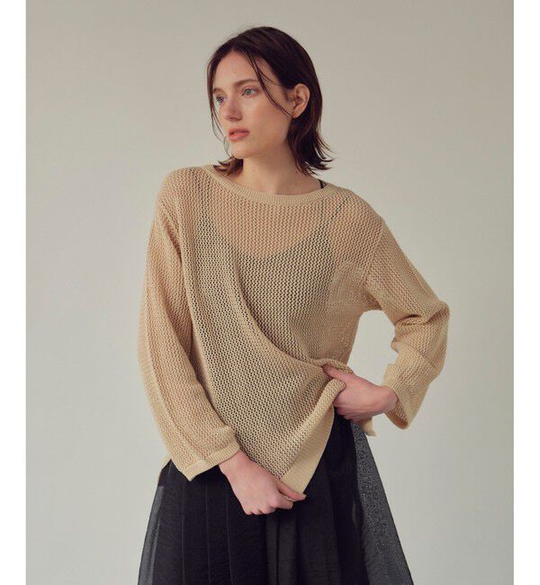 allureville「コードメッシュプルオーバー」|ニット・セーター|ベージュ