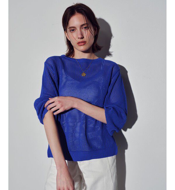 allureville「コードメッシュプルオーバー」|ニット・セーター|ブルー