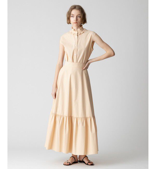 allureville「【セットアップ対応可能】ストライプスタンドフリルブラウス」|シャツ・ブラウス|