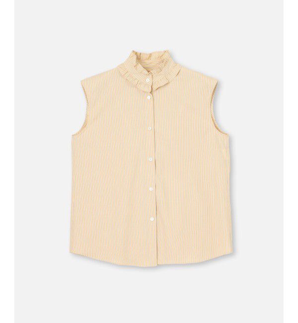 allureville「【セットアップ対応可能】ストライプスタンドフリルブラウス」|シャツ・ブラウス|